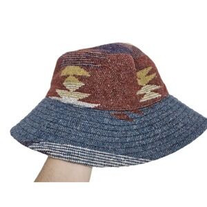 Scala Multicolor Southwestern Pattern Bucket Hat - Blue, Brown, Yellow